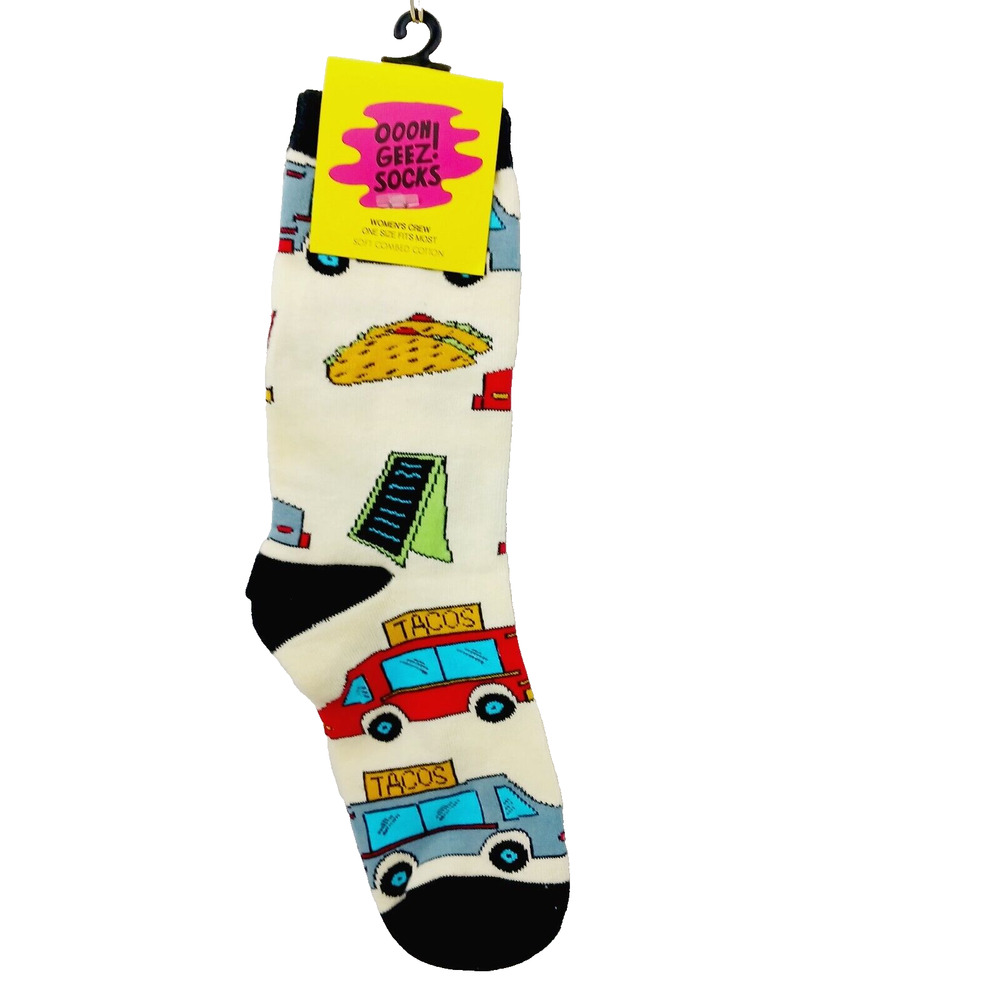 Women Boy Sock OOOH GEEZ YEAH! Taco Truck Food Guacamole Lettuce Chicken NWT NEW